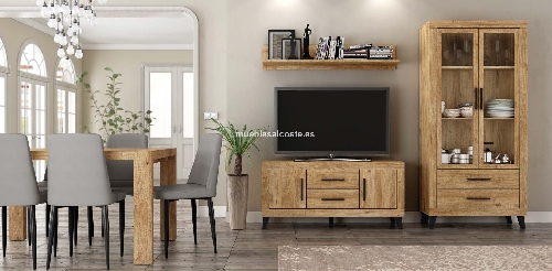 Mueble TV, vitrina y estantería colgada