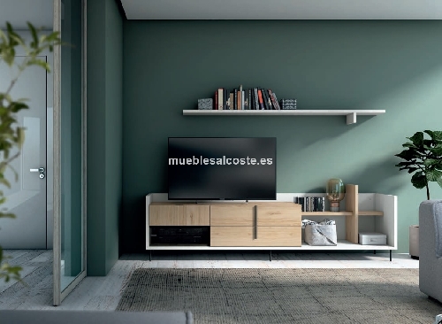 Mueble TV, módulo y estantería colgada.