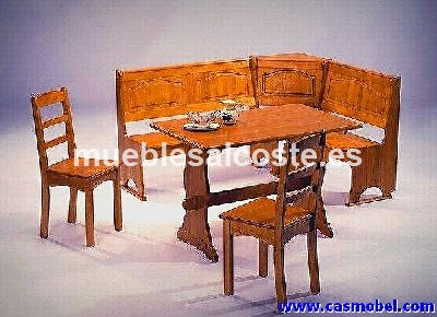 Conjunto banco rinconera, mesa y sillas