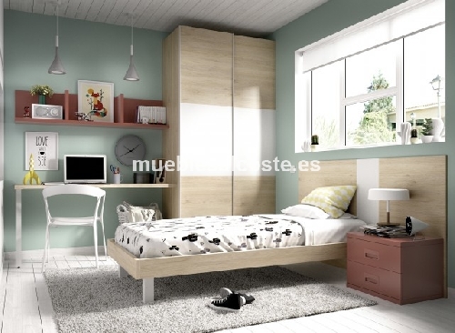 Dormitorio juvenil con cama y armario