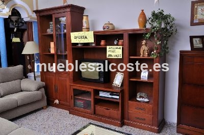 SALN MODULAR EN MADERA MACIZA COLOR CEREZO