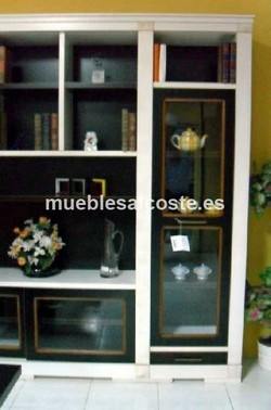 LIBRERIA EN CEREZO MACIZO EN BLANCO Y WENGUE