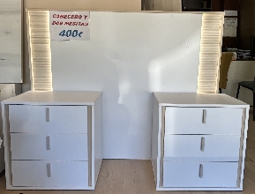 CABECERO DE 135 CON LED CON 2 MESITAS DE NOCHE DE 54 CMS.