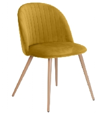  Silla GLAMOUR, metal, terciopelo amarillo mostaza