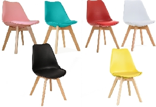 Silla TORONTO 4P (HT), madera, polipropileno y cojn rojo