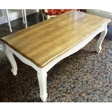 MESA CENTRO BLANCO Y MADERA 120 X 60