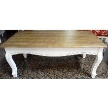 MESA CENTRO BLANCO Y MADERA 120 X 60