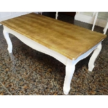 MESA CENTRO BLANCO Y MADERA 120 X 60