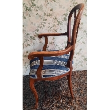 SILLON ISABELINO PALITOS TAPIZADO AZUL