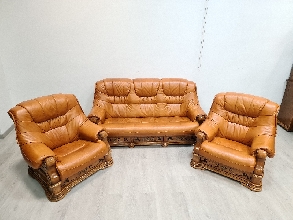 SOFAS DE PIEL MARRÓN ANARANJADO RUSTICOS