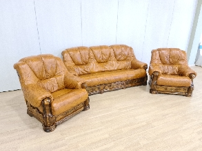 Sofas de Piel Rusticos Marrón Anaranjado