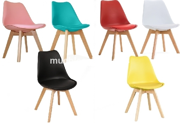 Silla TORONTO 4P (HT), madera, polipropileno y cojn rojo