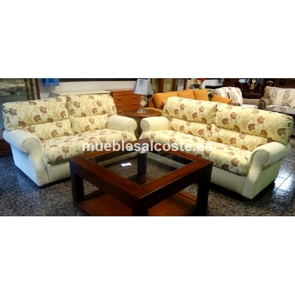 SOFAS 3 Y 2 PLAZAS BEIGS ESTAMPADO