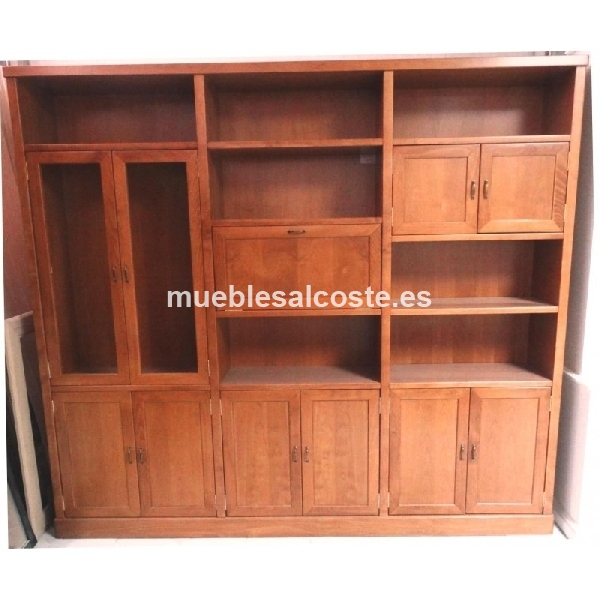 LIBRERIA MODERNA COLOR CEREZO 245 X 35 X 217