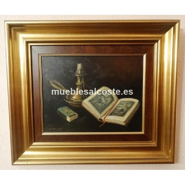 OLEO LIBROS Y CANDIL 56 X 48