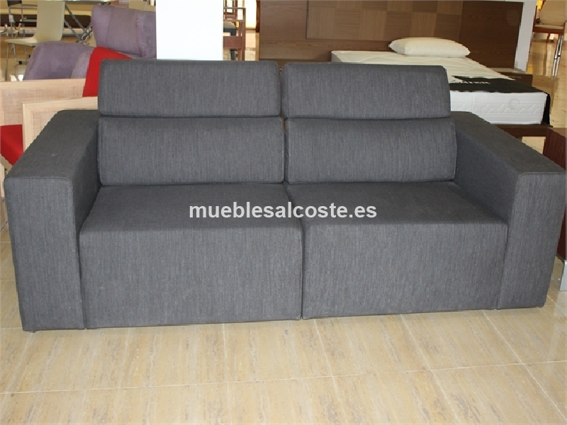 Sofa tela 3 plazas con cabeceros abatibles