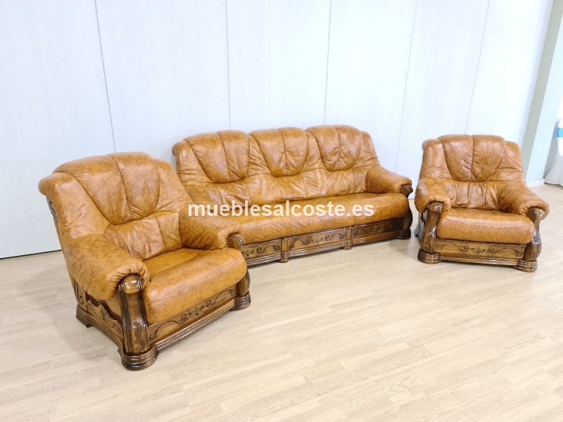 Sofas de Piel Rusticos Marrón Anaranjado