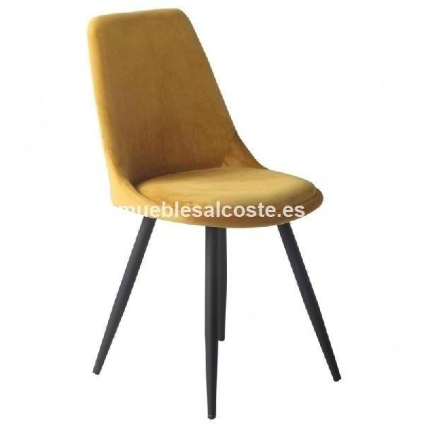 Silla ALDO BLACK, metal, terciopelo amarillo