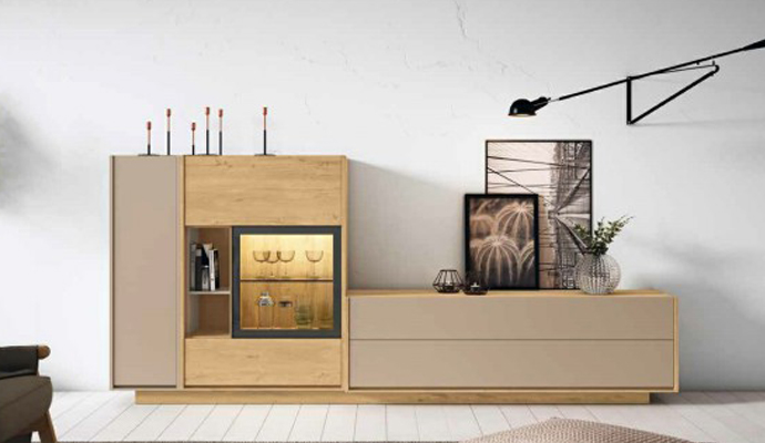 Mueble saln de moderno diseo en Roble natural y Latte